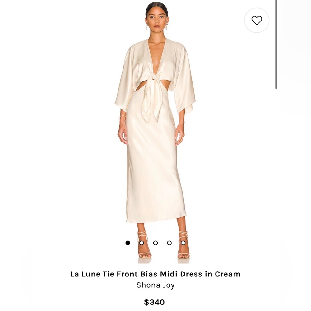 Shona Joy La Lune tie front bias midi dress in cream